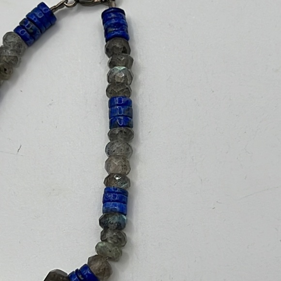 ARTISAN LABRADORITE, LAPIS, AND AFRICAN TRADE BEAD BRACELET WITH STERLING CLASP - Picture 6 of 9